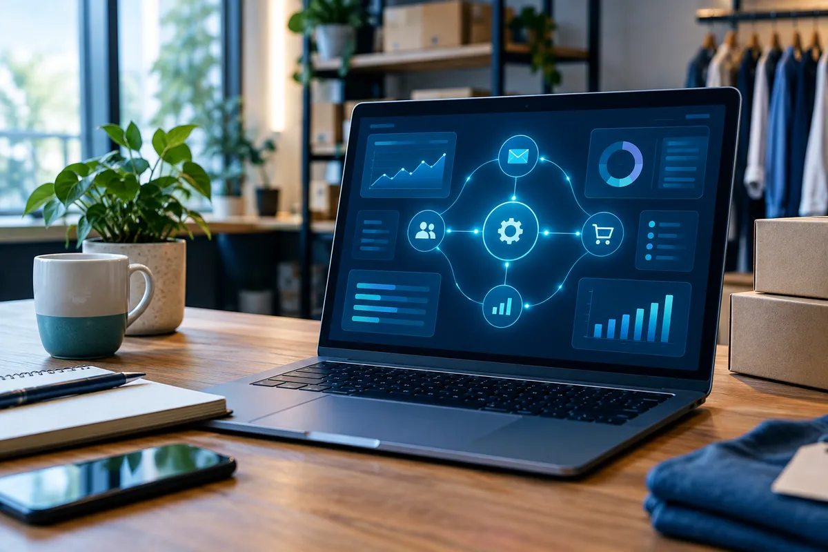 An automation workflow concept on a laptop screen